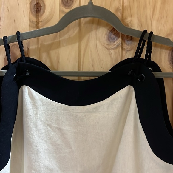 AUREUM Linen Scallop Hem Matching Short Set  High-rise Natural & Black Small NWT - Picture 13 of 14